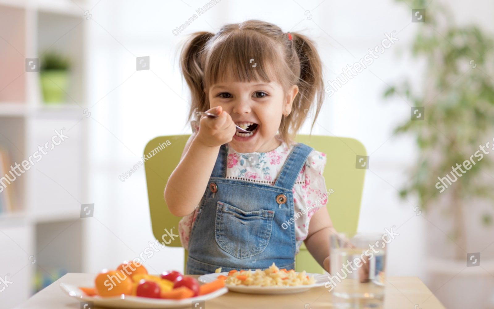 Child enjoying healthy food selections
